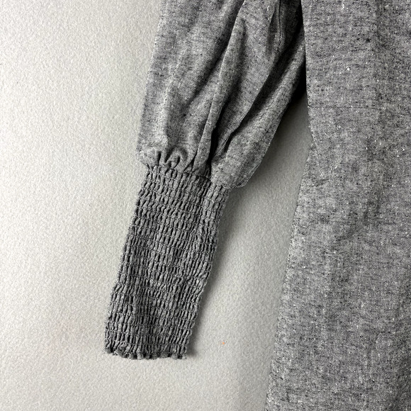 Reformation Gambino Harper Mini Dress Womens 6 Gray Puff Sleeve Smocked NWT - Picture 5 of 16